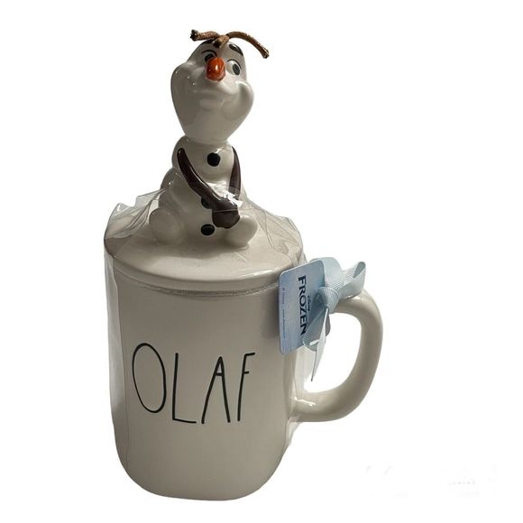 RAE DUNN Disney Frozen Olaf Artisan Mug with Olaf Snowman Lid Topper **New** - Picture 1 of 5